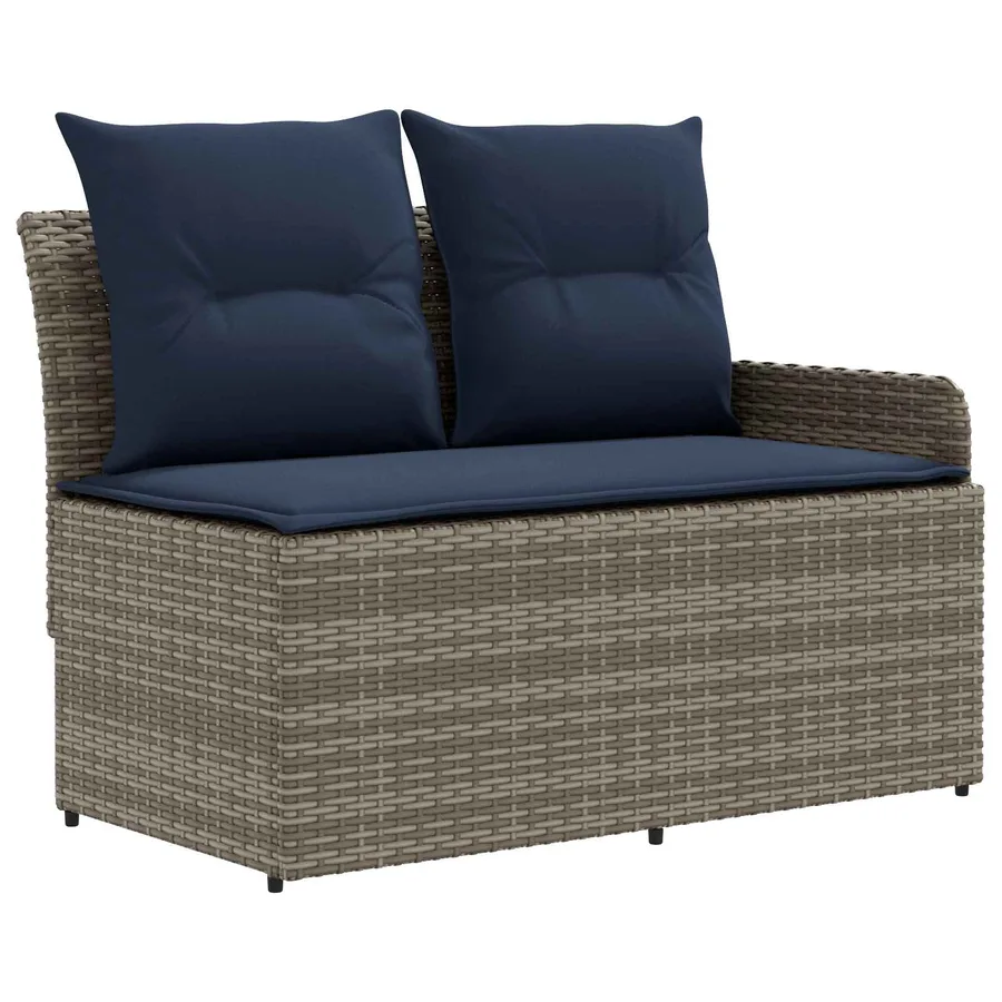 Ensembles de meubles 7 pcs Gris et bleu marine Rotin PE - 5