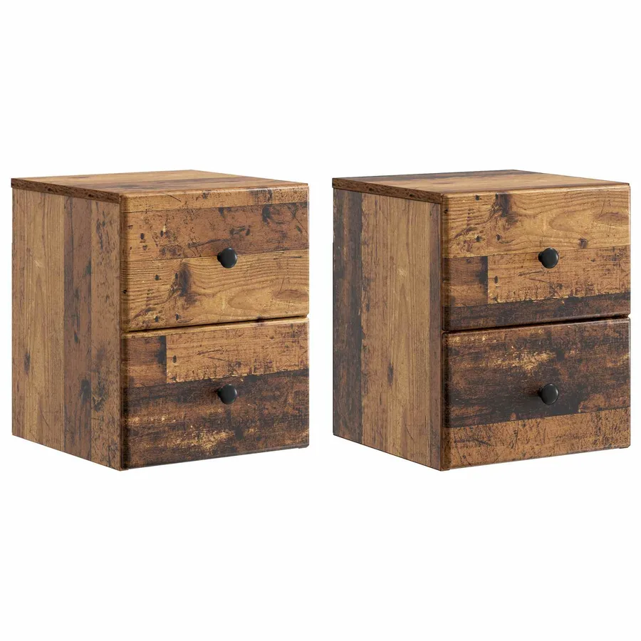 Cabinet de chevet mural 2 pcs Bois ancien 34,5 x 33 x 40 cm - 2
