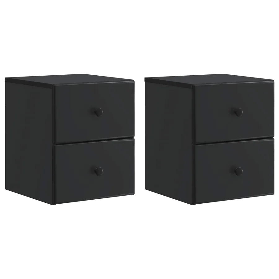 Cabinet de chevet mural 2 pcs Noir 34,5 x 33 x 40 cm - 2