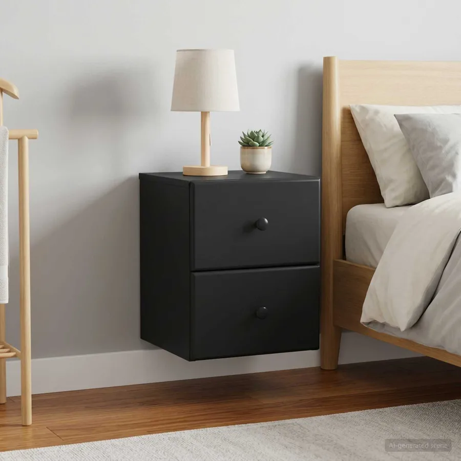 Cabinet de chevet mural 2 pcs Noir 34,5 x 33 x 40 cm - 4