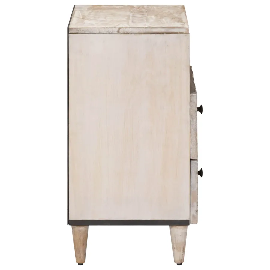 Armoire de lit Blanc 50 x 33 x 60 cm Bois de mangue massif - 4