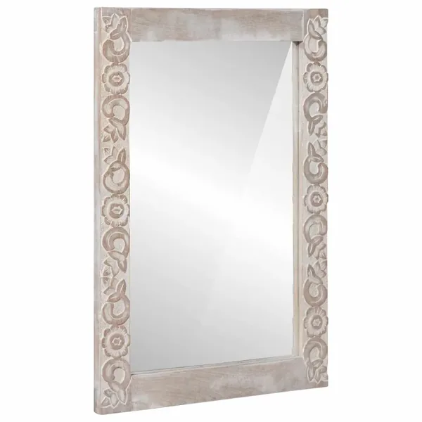 Miroir mural Blanc 70 x 50 cm Bois de mangue massif
