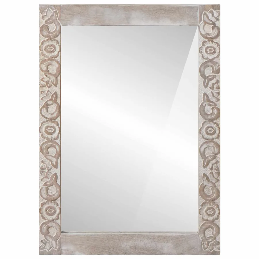 Miroir mural Blanc 70 x 50 cm Bois de mangue massif - 2