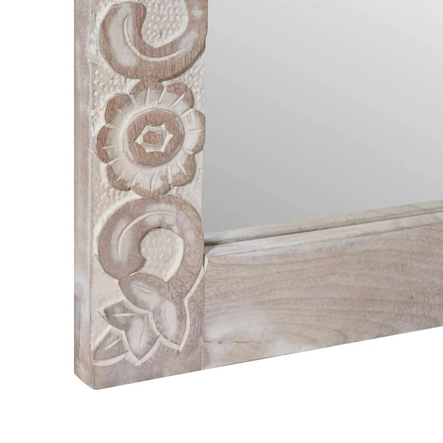 Miroir mural Blanc 70 x 50 cm Bois de mangue massif - 5