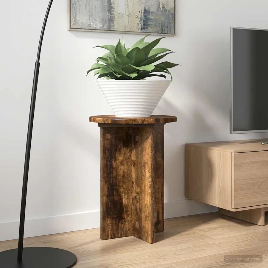 Support de Plante 2 pcs Chêne fumé Ø29,5 x 40 cm - 4
