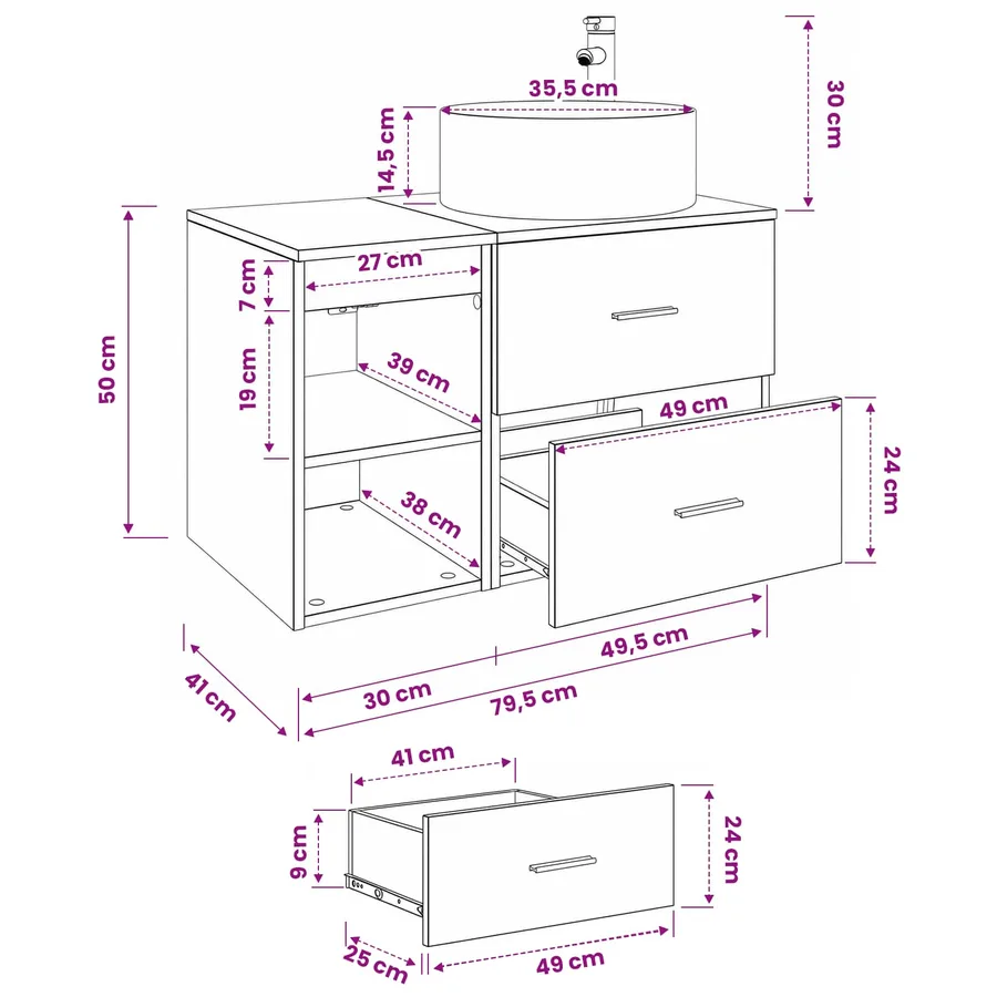 Ensemble de mobilier de salle de bain 2 pcs Chêne noir - 11