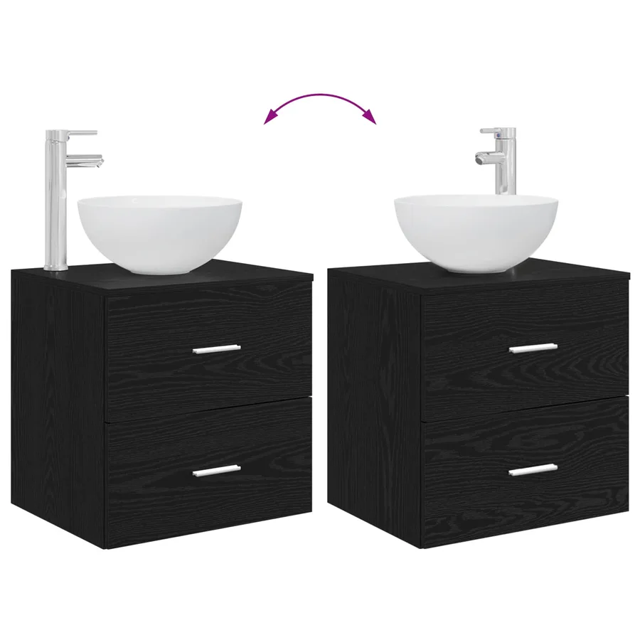 Ensemble de mobilier de salle de bain 2 pcs Chêne noir - 9