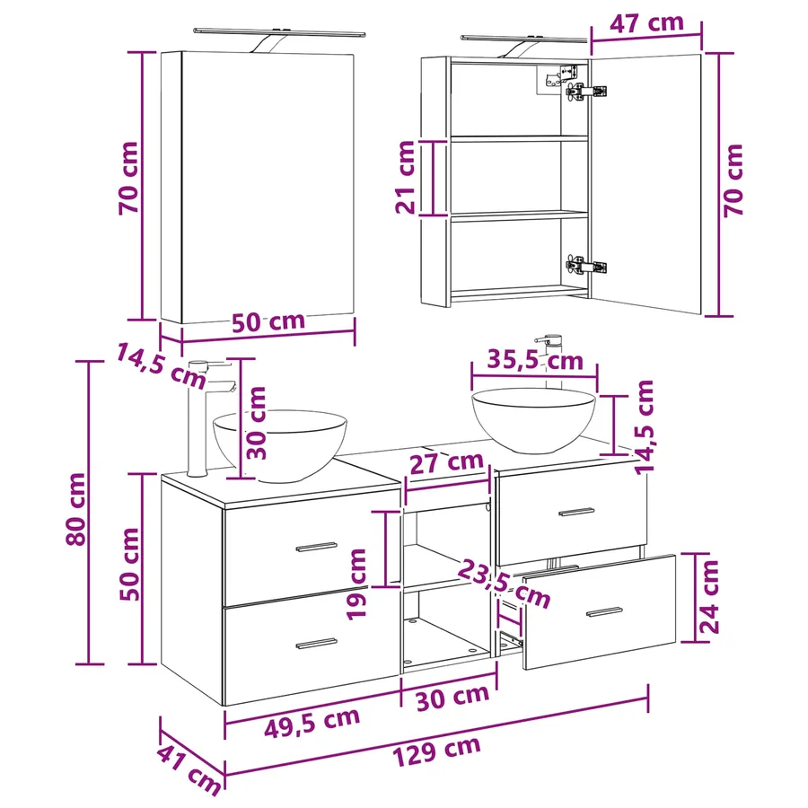 Ensemble de mobilier de salle de bain 5 pcs Chêne fumé - 15