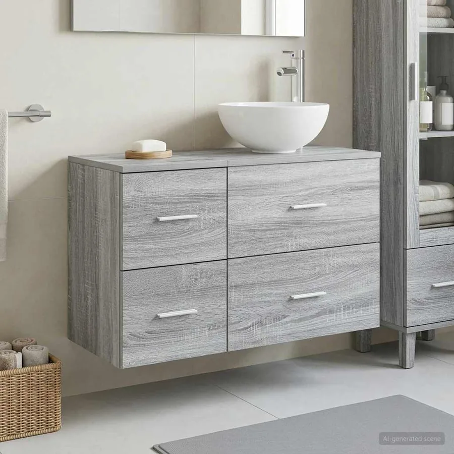 Ensemble de mobilier de salle de bain 2 pcs Sonoma gris