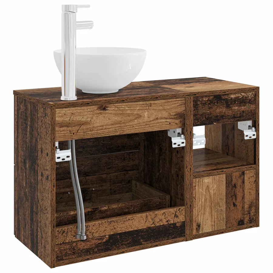 Ensemble de mobilier de salle de bain 2 pcs Bois ancien - 6