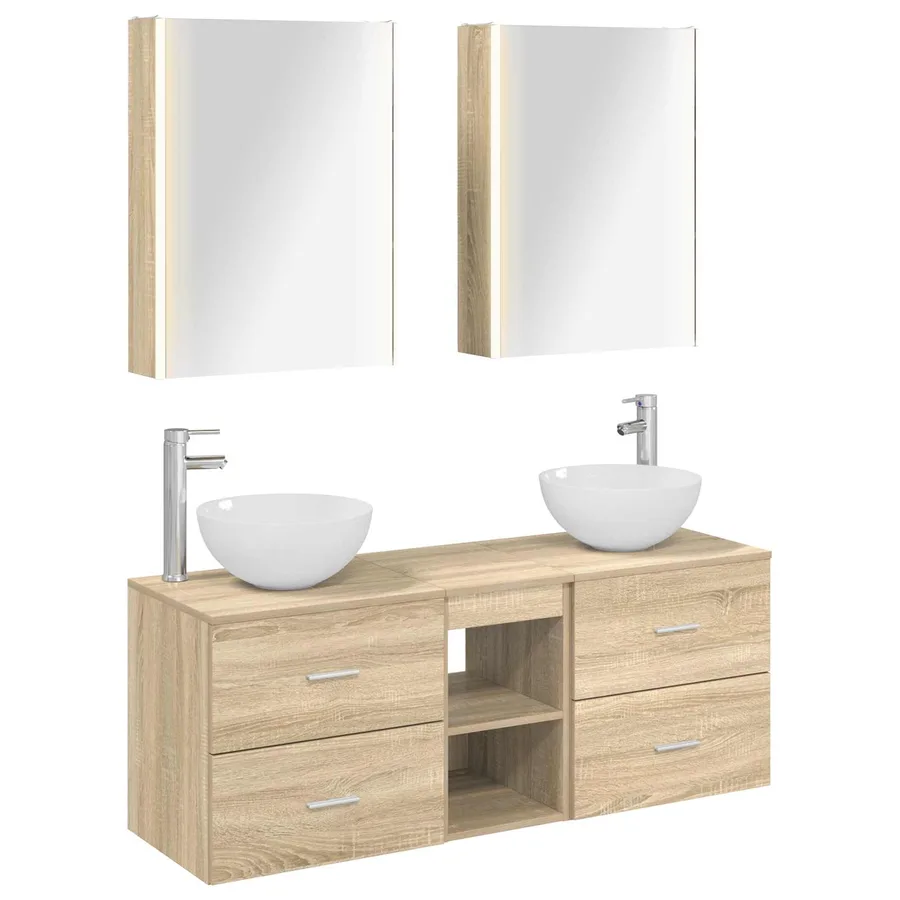 Ensemble de mobilier de salle de bain 5 pcs Chêne Sonoma - 2