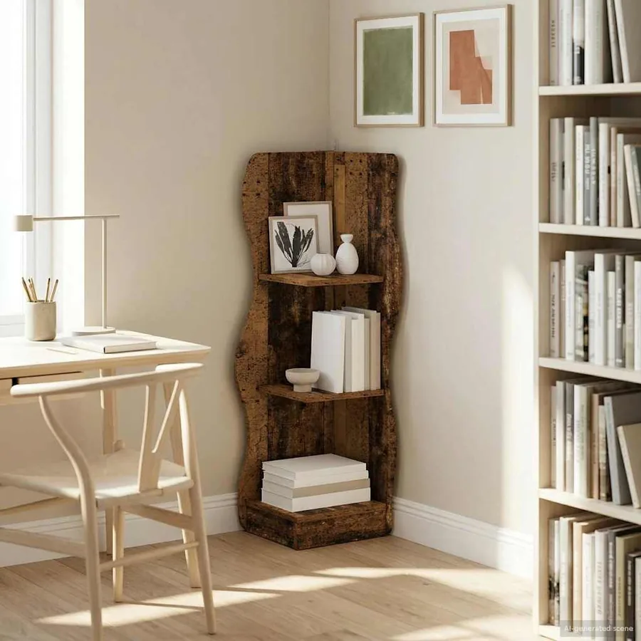 Étagère d'angle Bois ancien 34 x 33 x 102 cm Bois d'ingénierie