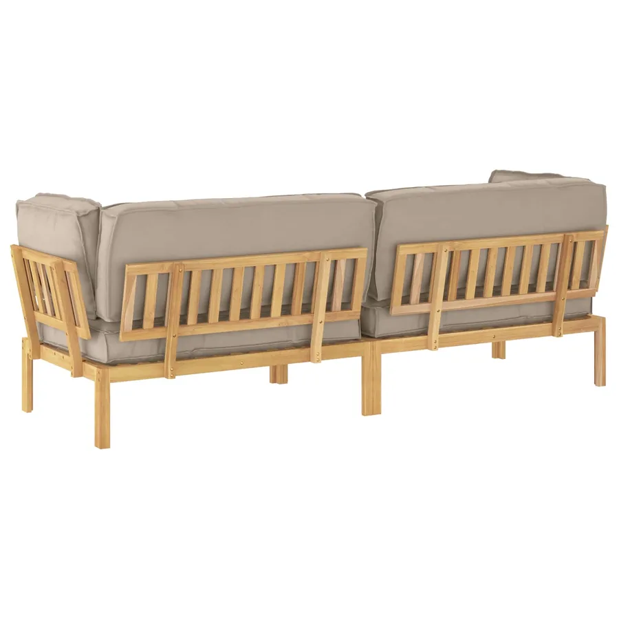 Ensemble de Canapés Uni 2 pcs Taupe Bois d'Acacia Massif - 8
