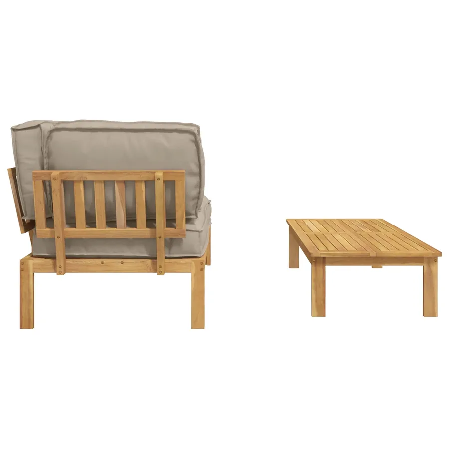 Ensemble de Canapés Uni 2 pcs Taupe Bois d'Acacia Massif - 8