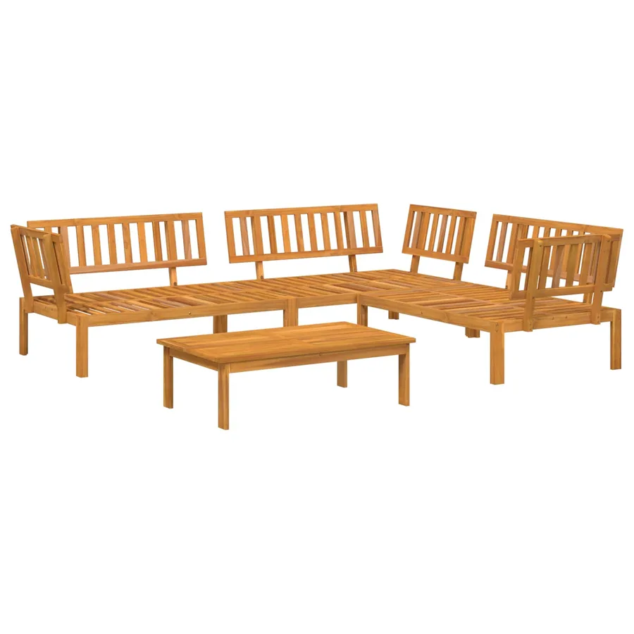 Ensemble de Canapés Uni 4 pcs Taupe Bois d'Acacia Massif - 3