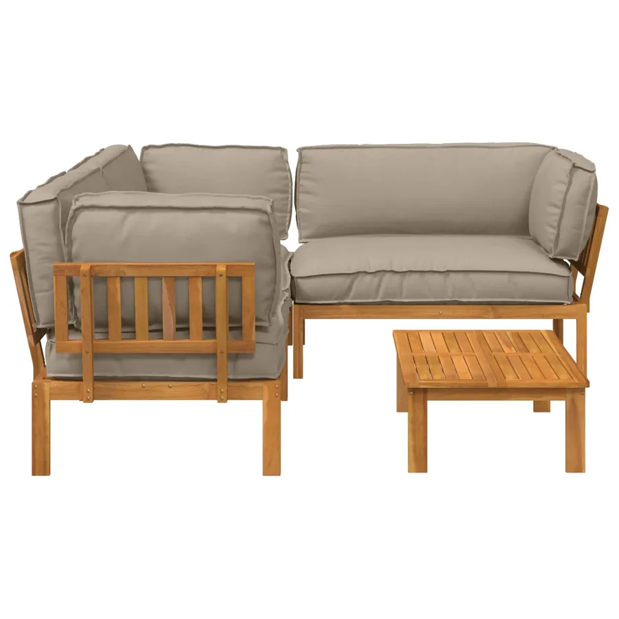Ensemble de Canapés Uni 4 pcs Taupe Bois d'Acacia Massif - 8