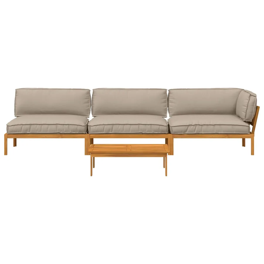 Ensemble de Canapés Uni 4 pcs Taupe Bois d'Acacia Massif - 10