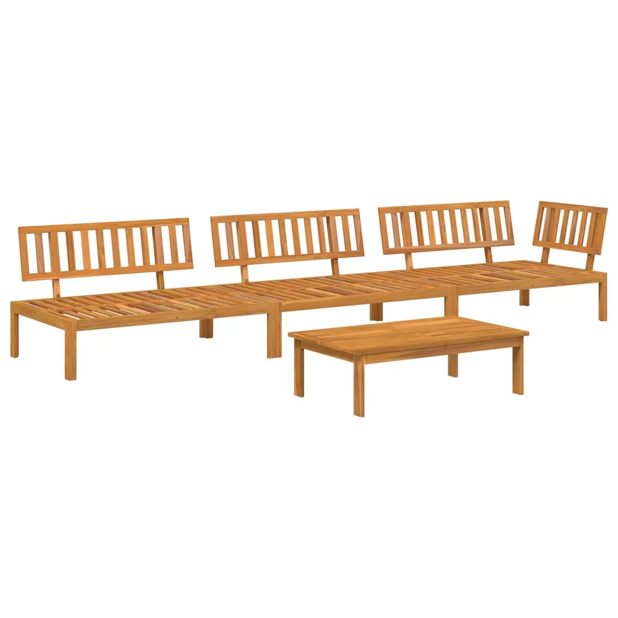 Ensemble de Canapés Uni 4 pcs Taupe Bois d'Acacia Massif - 3