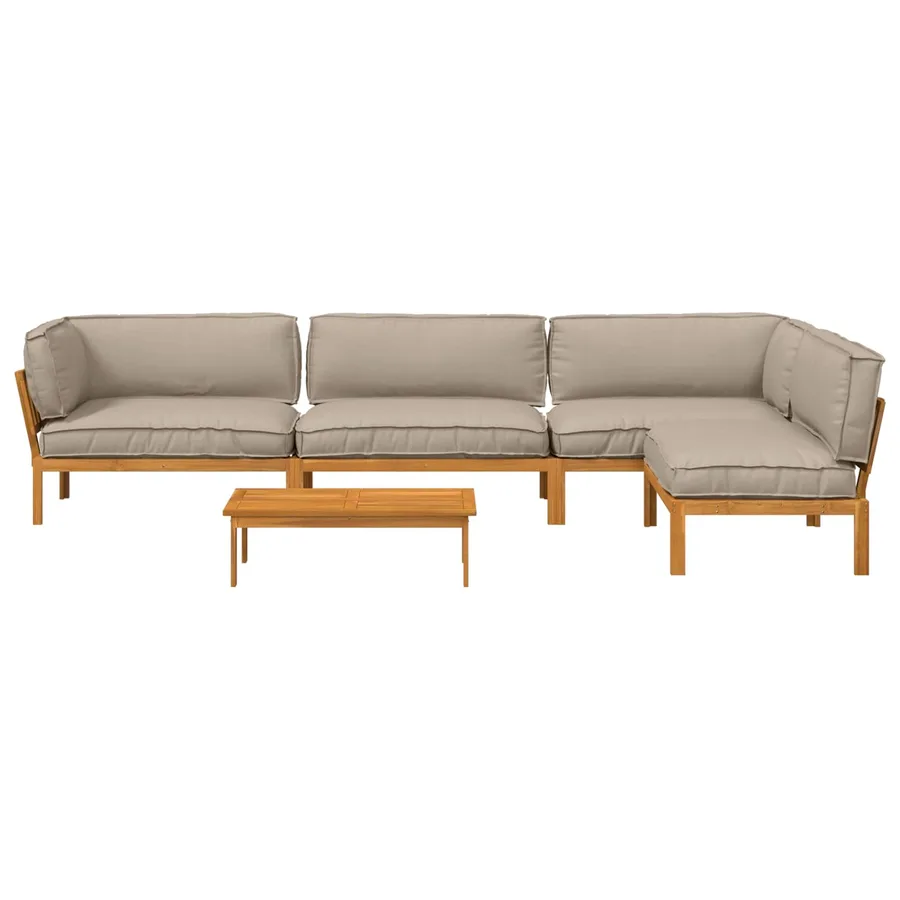 Ensemble de Canapés Uni 5 pcs Taupe Bois d'Acacia Massif - 8