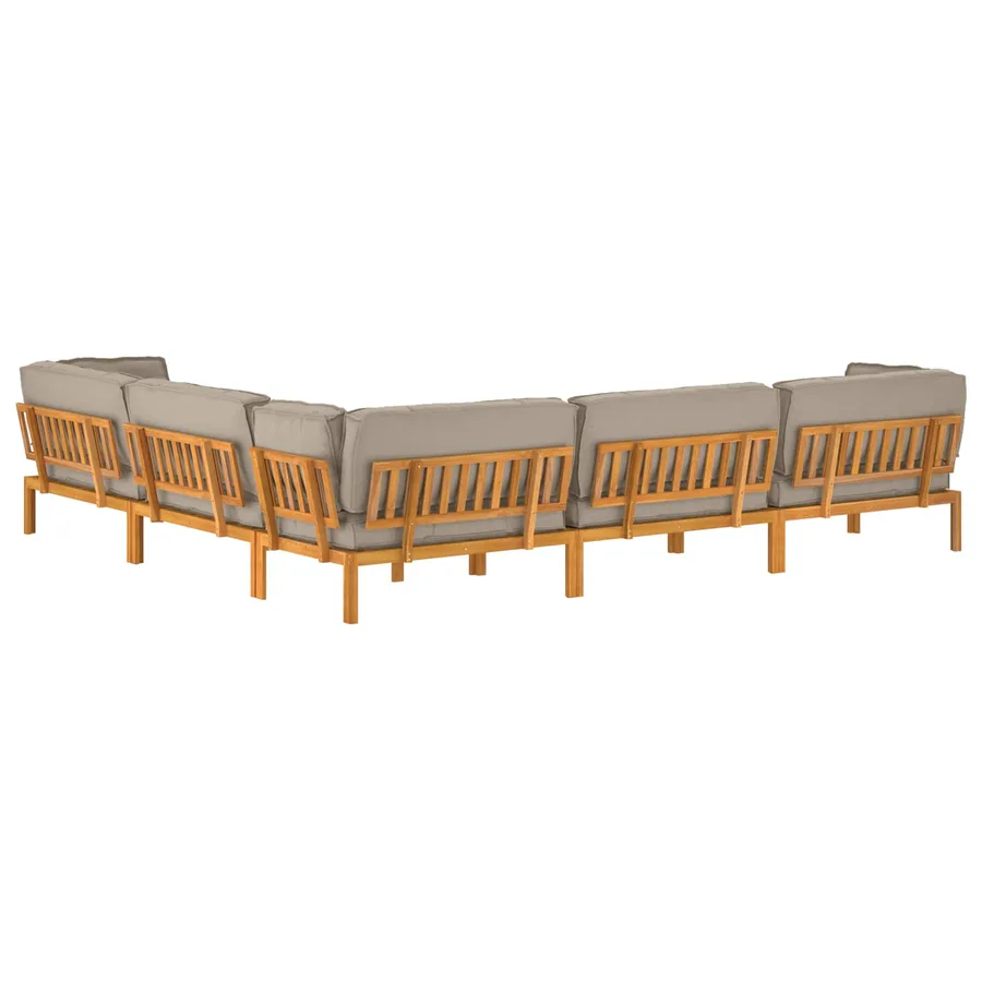 Ensemble de Canapés Uni 6 pcs Taupe Bois d'Acacia Massif - 12