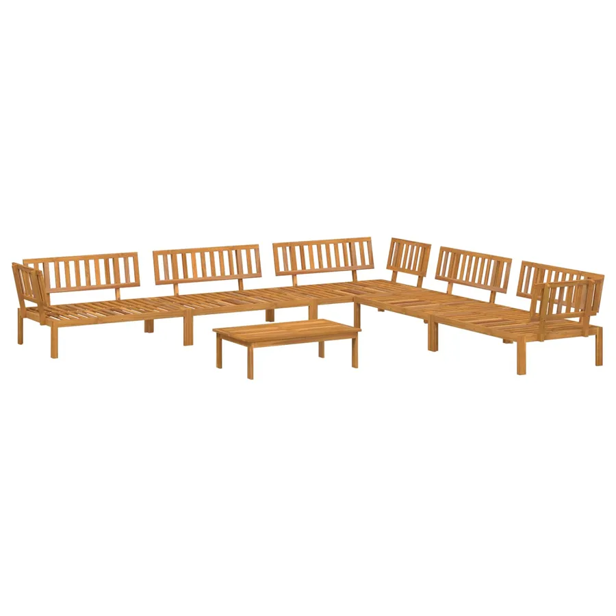 Ensemble de Canapés Uni 6 pcs Taupe Bois d'Acacia Massif - 3