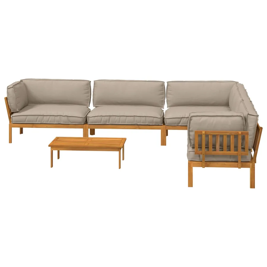Ensemble de Canapés Uni 6 pcs Taupe Bois d'Acacia Massif - 8