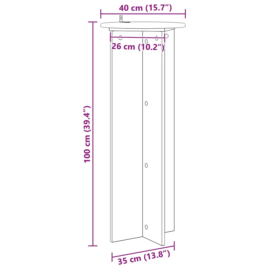 Support de Plante 2 pc Chêne artisanal Ø40 x 100 cm - 12