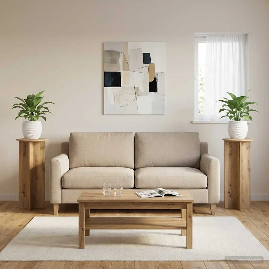 Support de Plante 2 pc Chêne artisanal Ø40 x 100 cm - 4