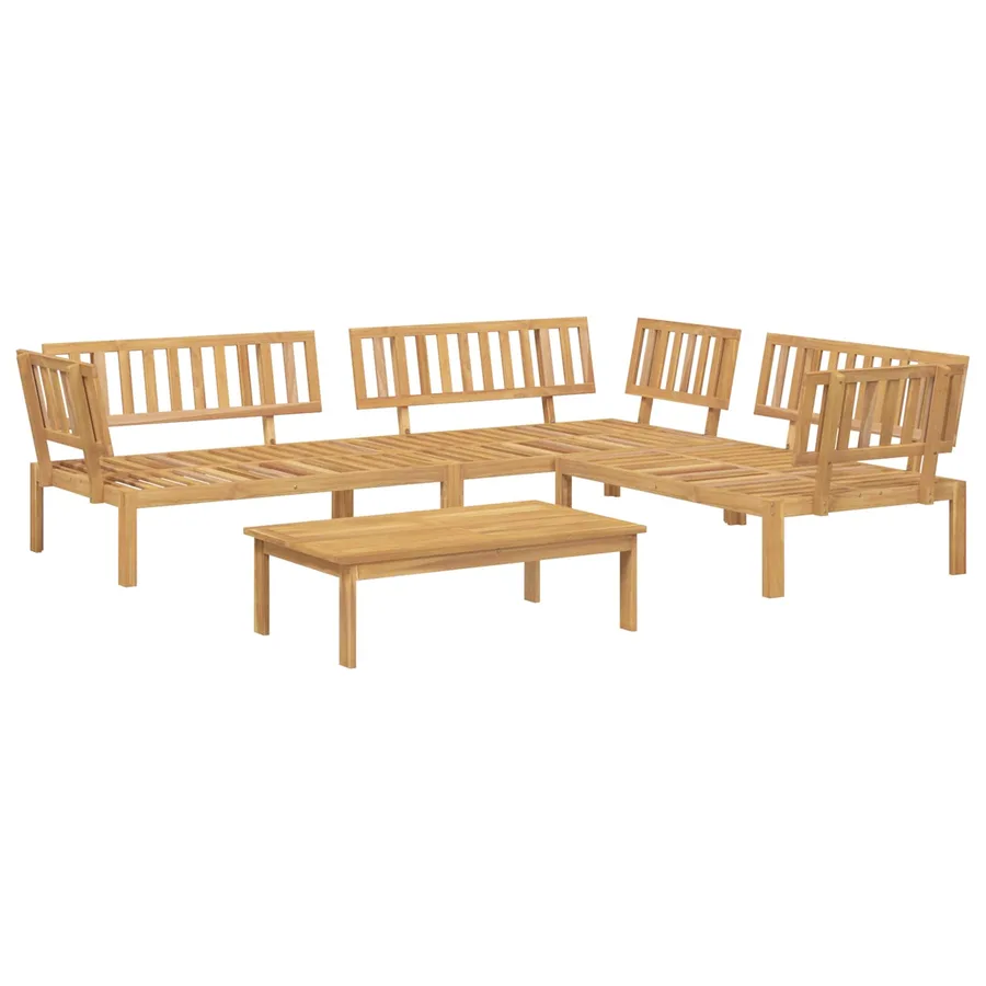Ensemble de Canapés Uni 4 pcs Gris Bois d'Acacia Massif - 3