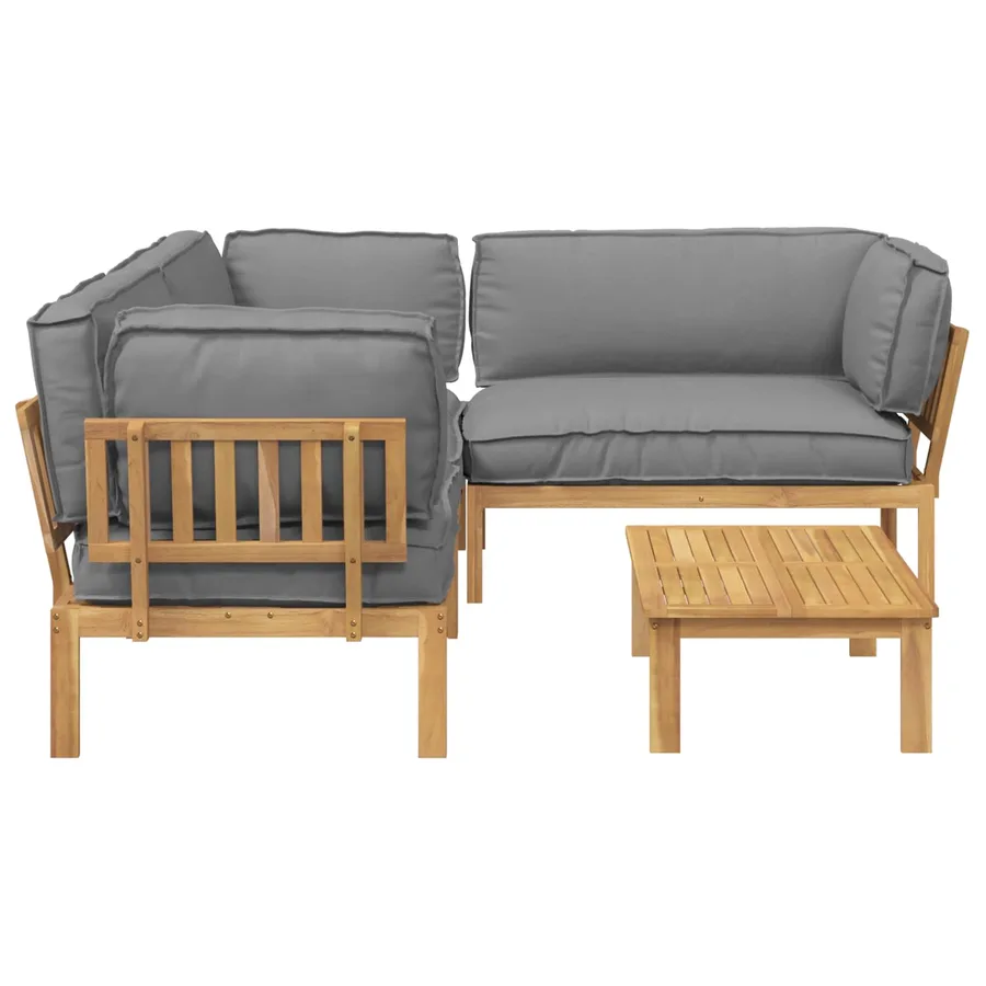 Ensemble de Canapés Uni 4 pcs Gris Bois d'Acacia Massif - 8