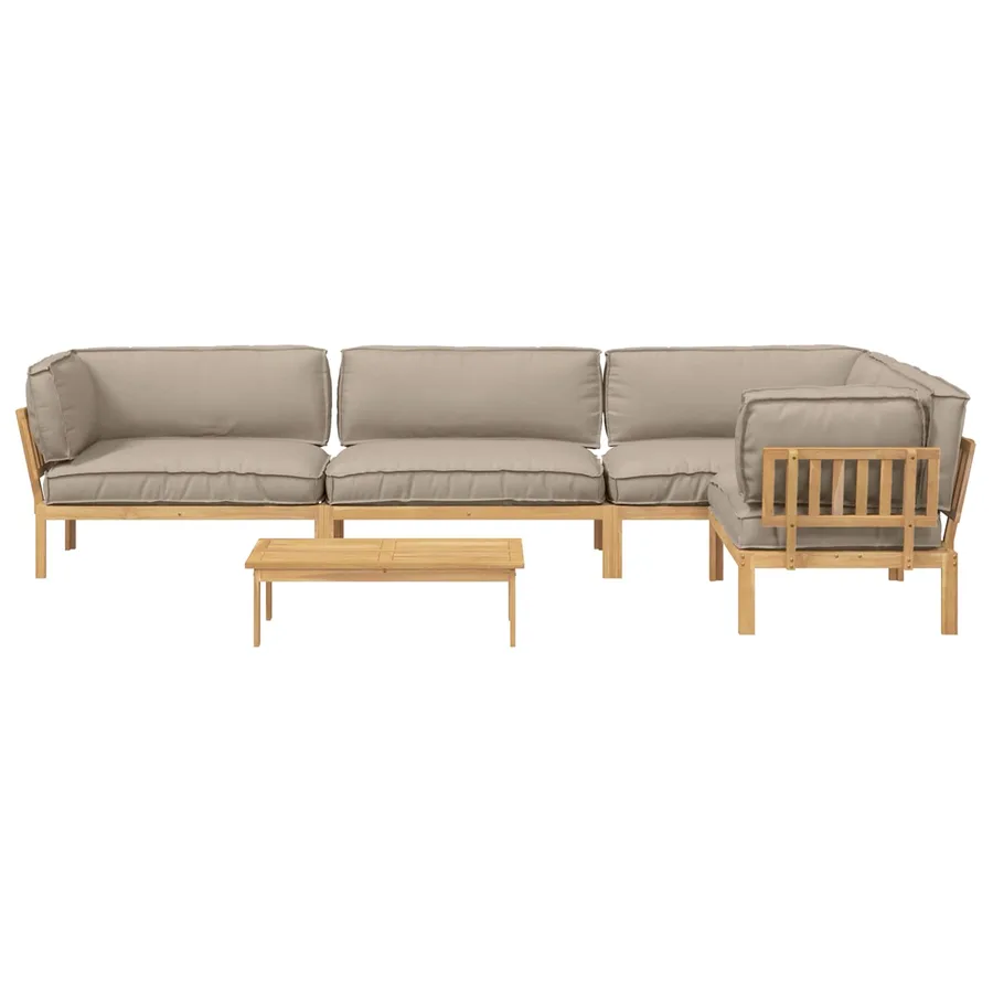 Ensemble de Canapés Uni 5 pcs Taupe Bois d'Acacia Massif - 10
