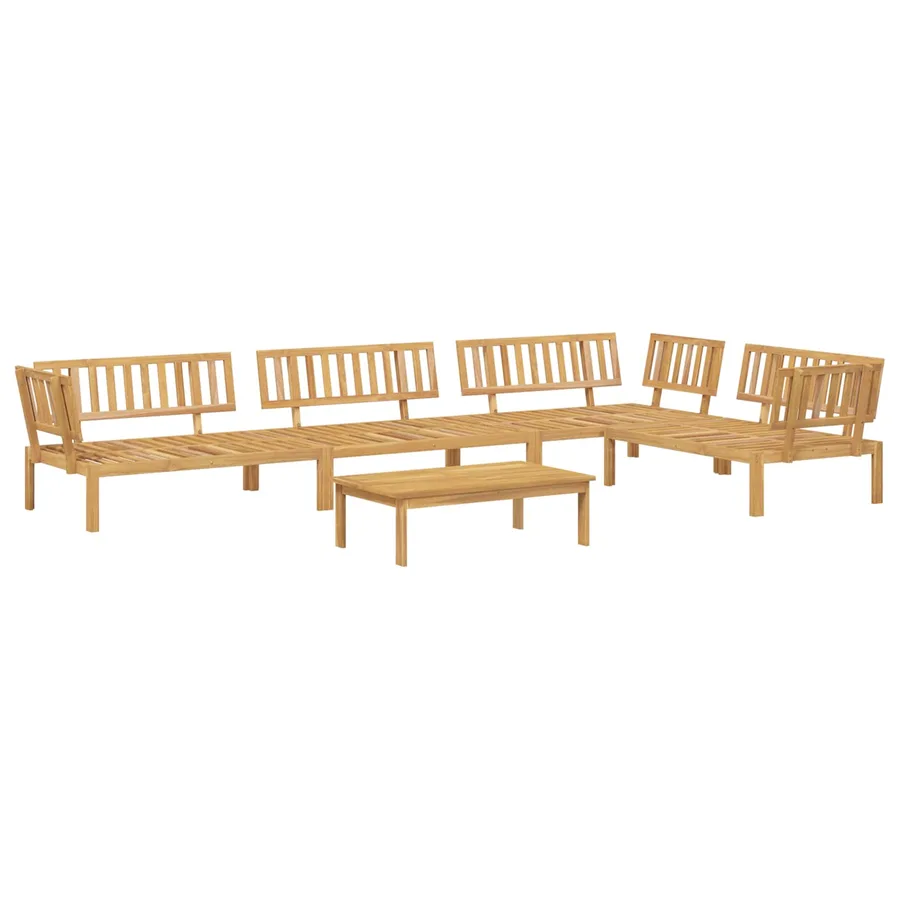 Ensemble de Canapés Uni 5 pcs Taupe Bois d'Acacia Massif - 3