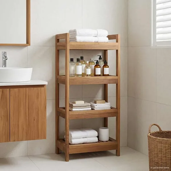 Étagère de salle de bain Naturel 45 x 30 x 97 cm
