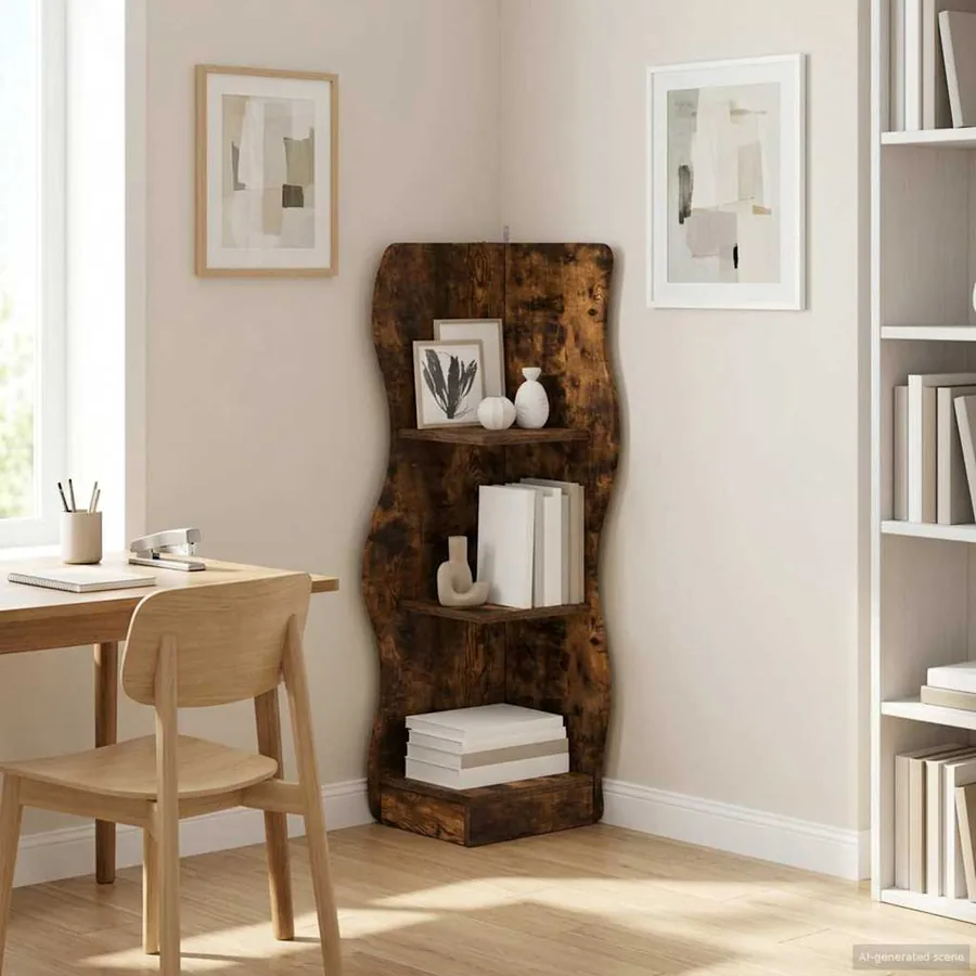 Étagère d'angle Chêne fumé 34 x 33 x 102 cm Bois d'ingénierie