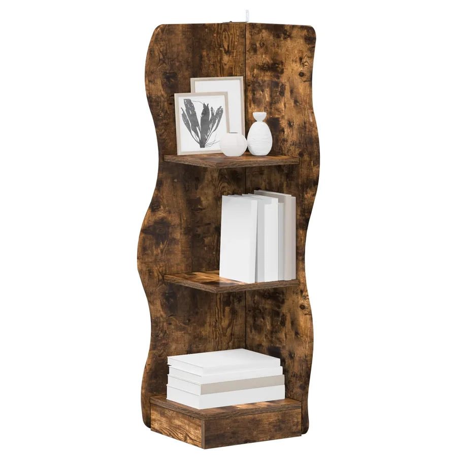 Étagère d'angle Chêne fumé 34 x 33 x 102 cm Bois d'ingénierie - 3