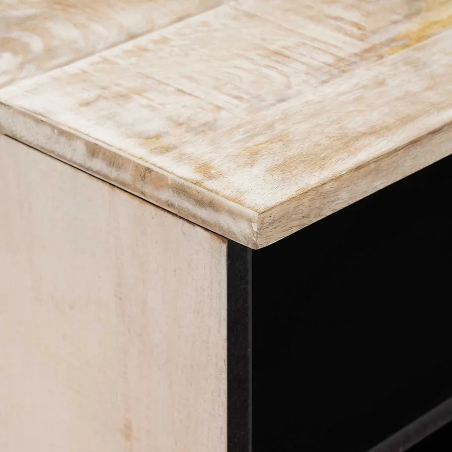 Meuble TV Blanc 100 x 33,5 x 46 cm Bois de mangue massif - 6
