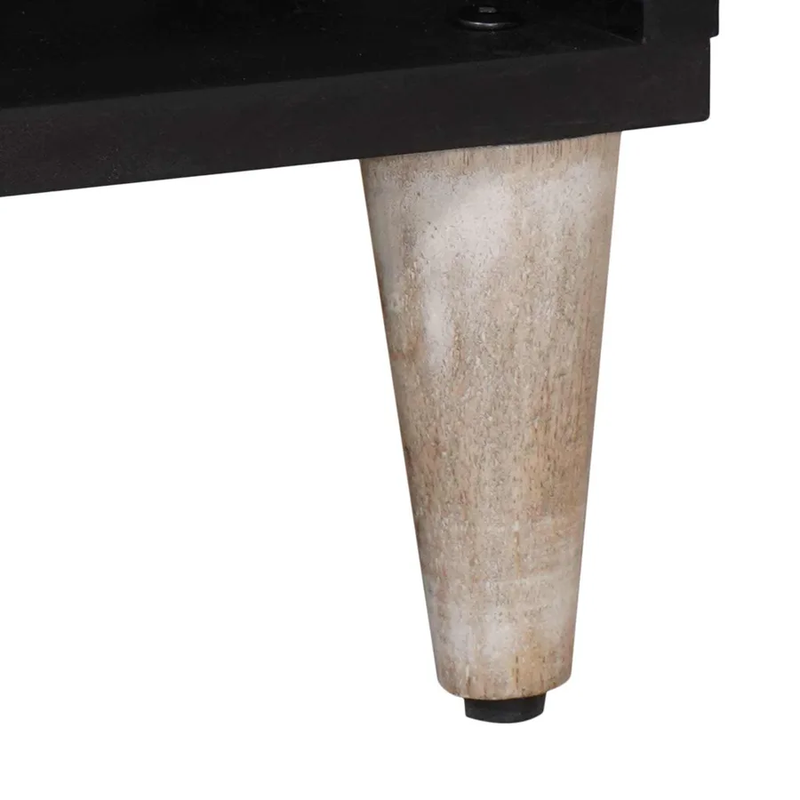Meuble TV Blanc 100 x 33,5 x 46 cm Bois de mangue massif - 8