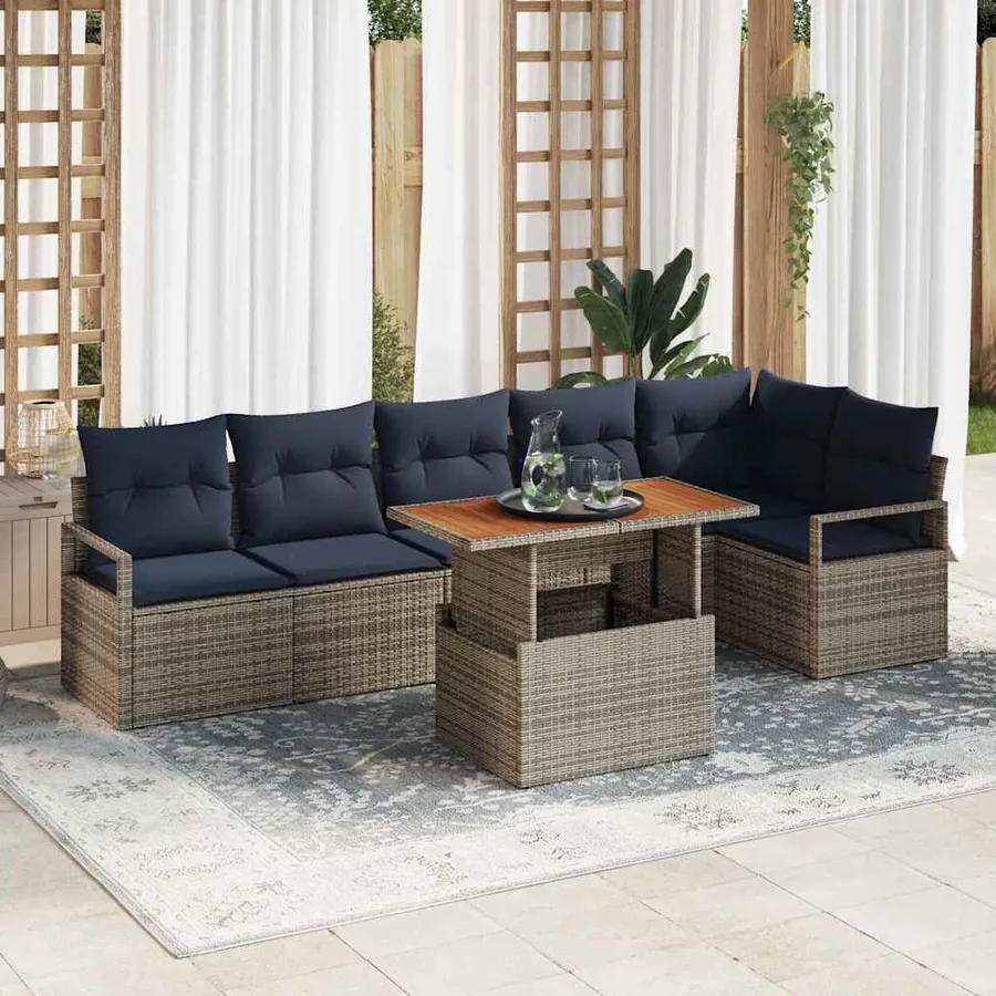Ensemble de canapé de jardin 7 pc 6-Nombre de places