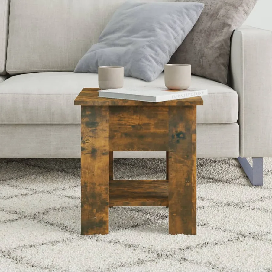 Table basse Chêne fumé 40x40x42 cm Bois d'ingénierie - 3