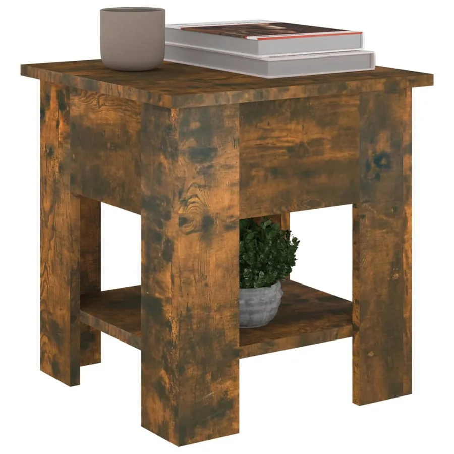 Table basse Chêne fumé 40x40x42 cm Bois d'ingénierie - 5