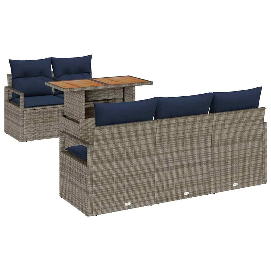 Ensemble de canapé de jardin 6 pcs gris et bleu marine - 2