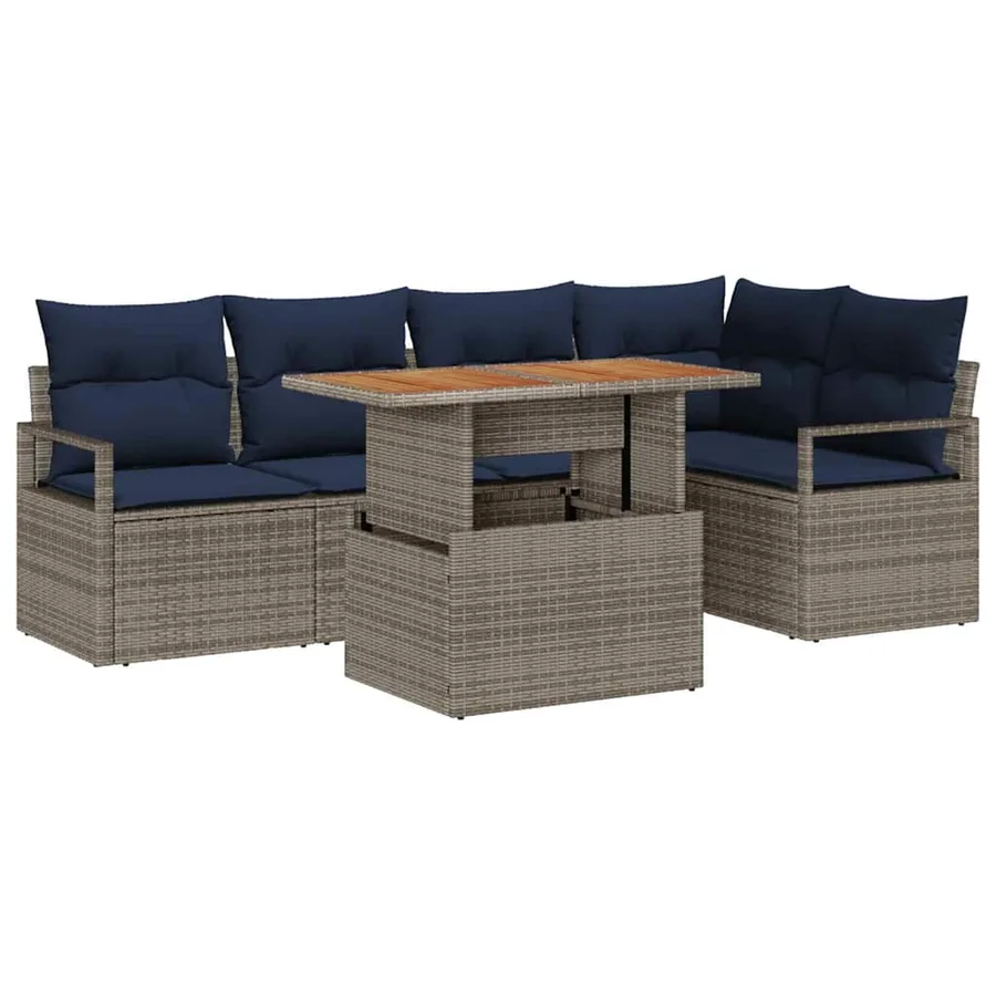 Ensemble de canapé de jardin 6 pc 5-Nombre de places - 2
