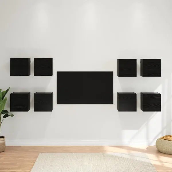 Meuble TV mural 8 pcs Chêne noir 30,5 x 30 x 30 cm