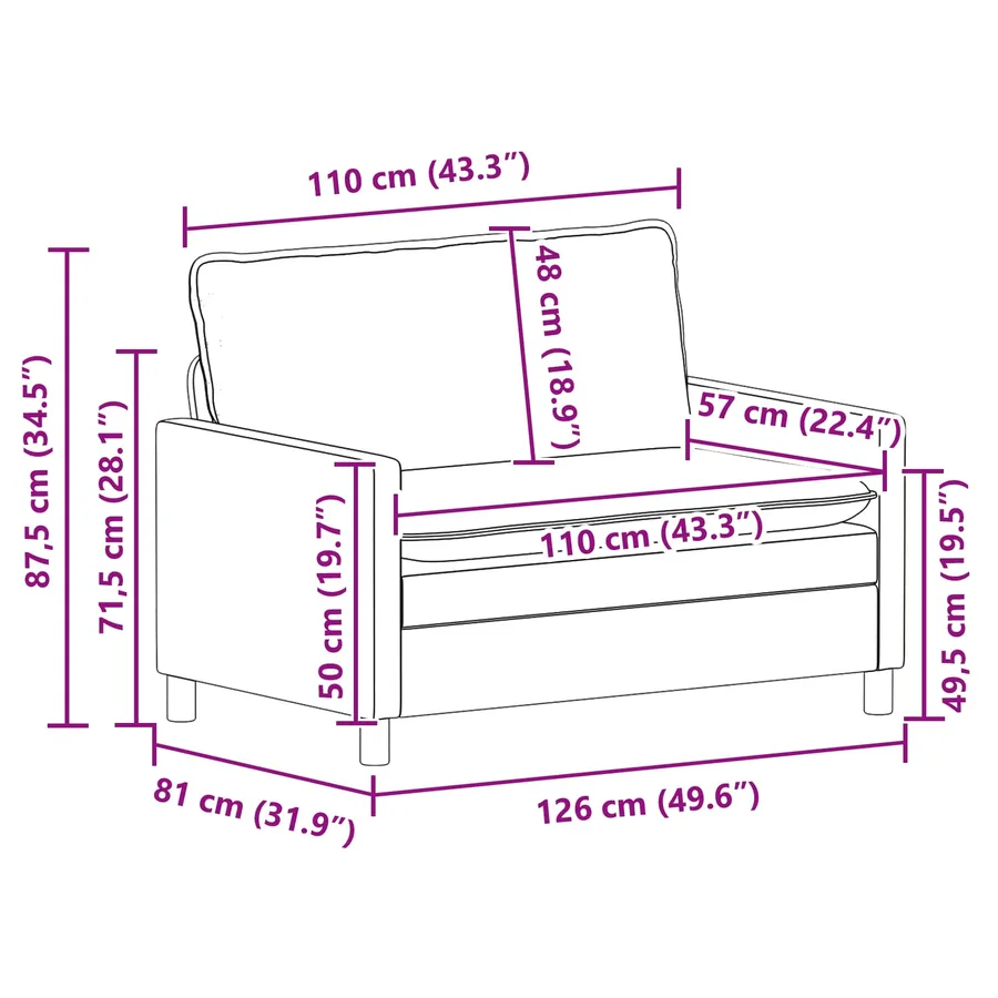 Canapé Crème 126 x 81 x 87,5 cm Tissu - 9