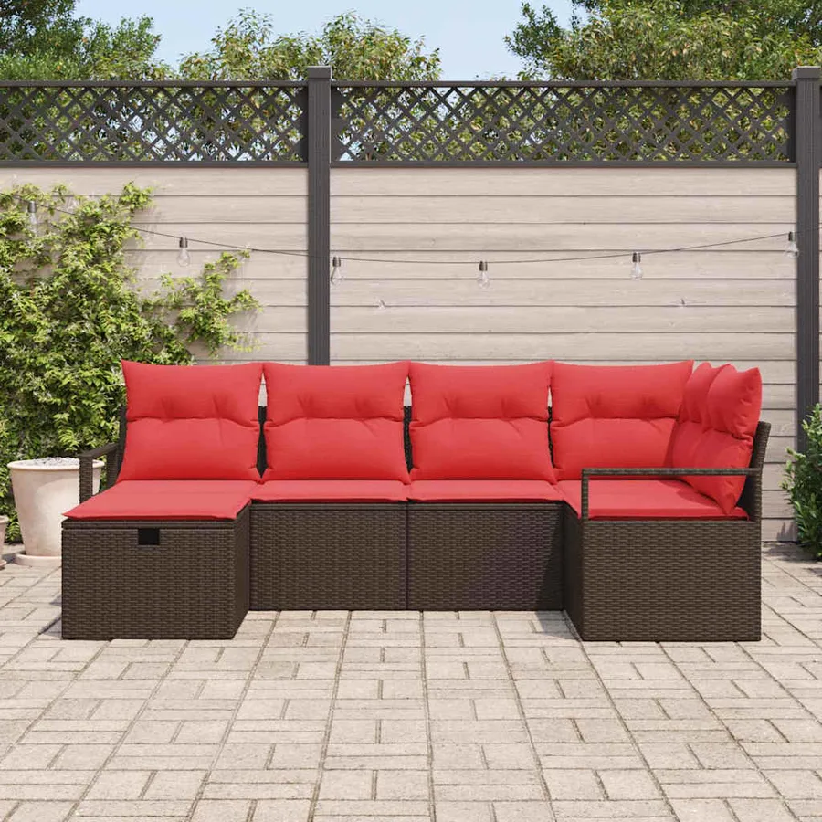 Ensemble de Canapés avec coussin Marron et rouge polyrotin - 3