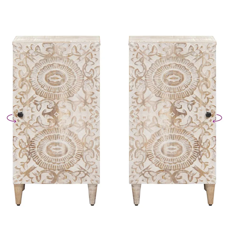 Buffet avec porte Blanc 40 x 33,5 x 75 cm Bois de mangue massif - 10