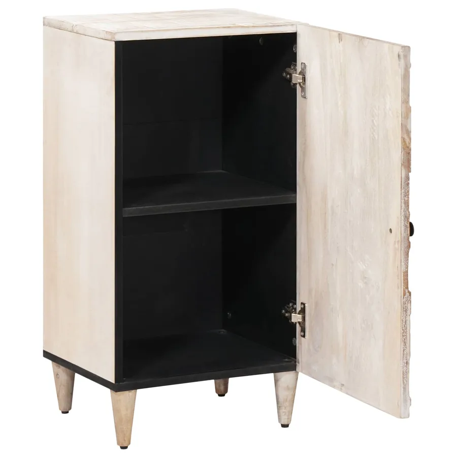 Buffet avec porte Blanc 40 x 33,5 x 75 cm Bois de mangue massif - 2