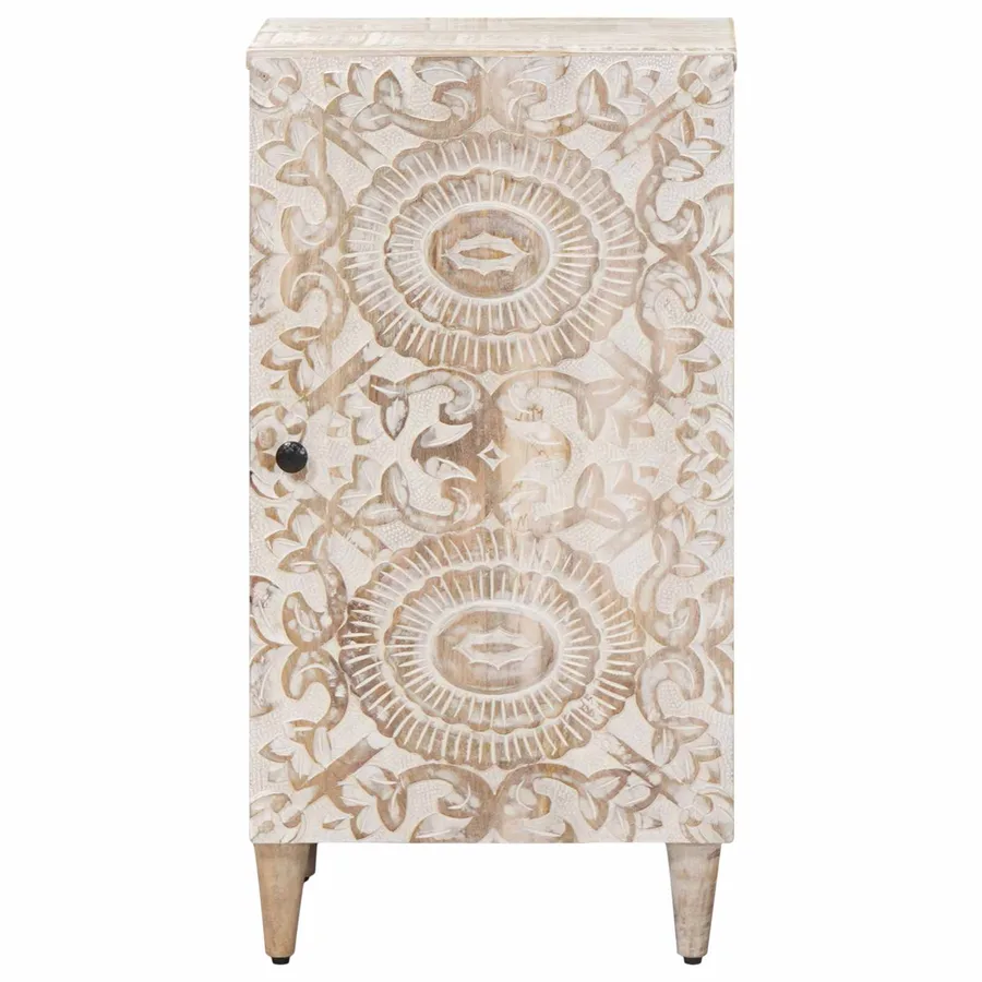 Buffet avec porte Blanc 40 x 33,5 x 75 cm Bois de mangue massif - 3
