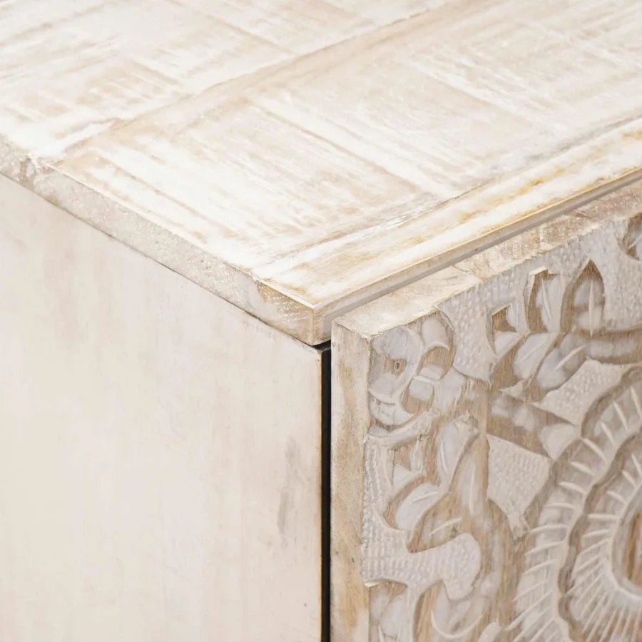 Buffet avec porte Blanc 40 x 33,5 x 75 cm Bois de mangue massif - 6