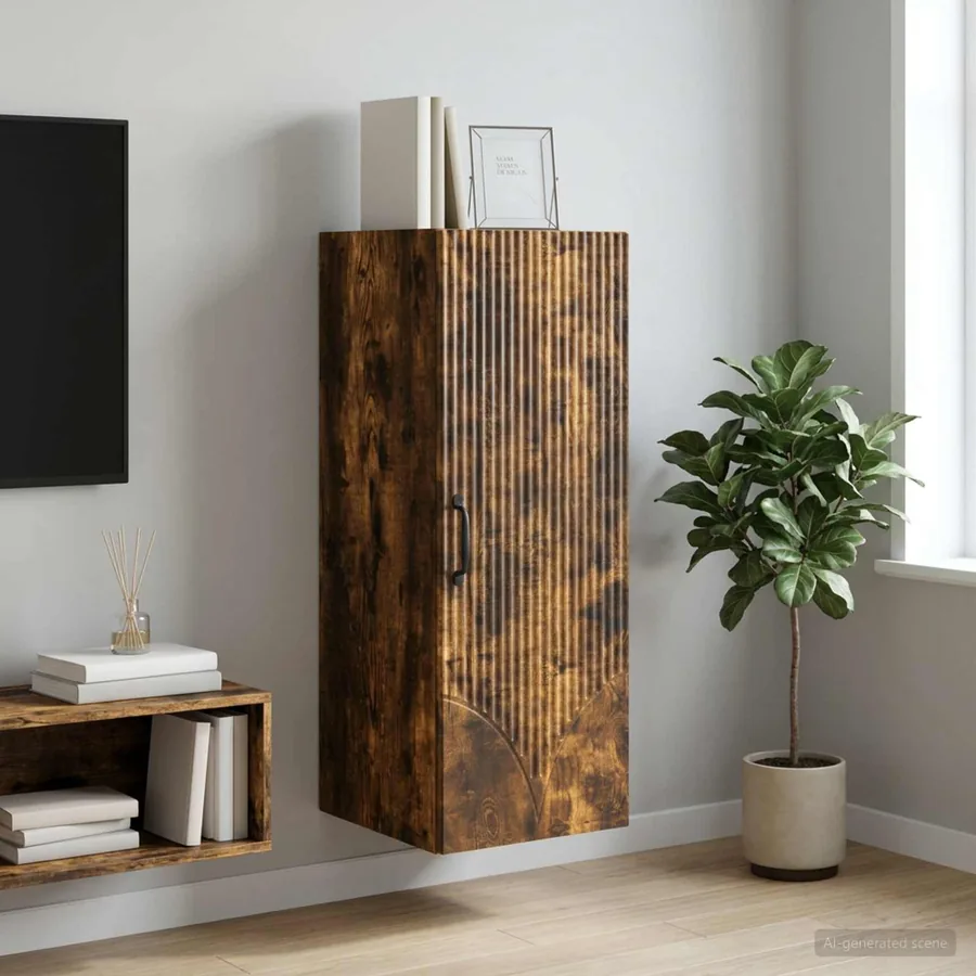Armoire Murale Chêne fumé 33 x 34,5 x 90 cm Bois d'ingénierie